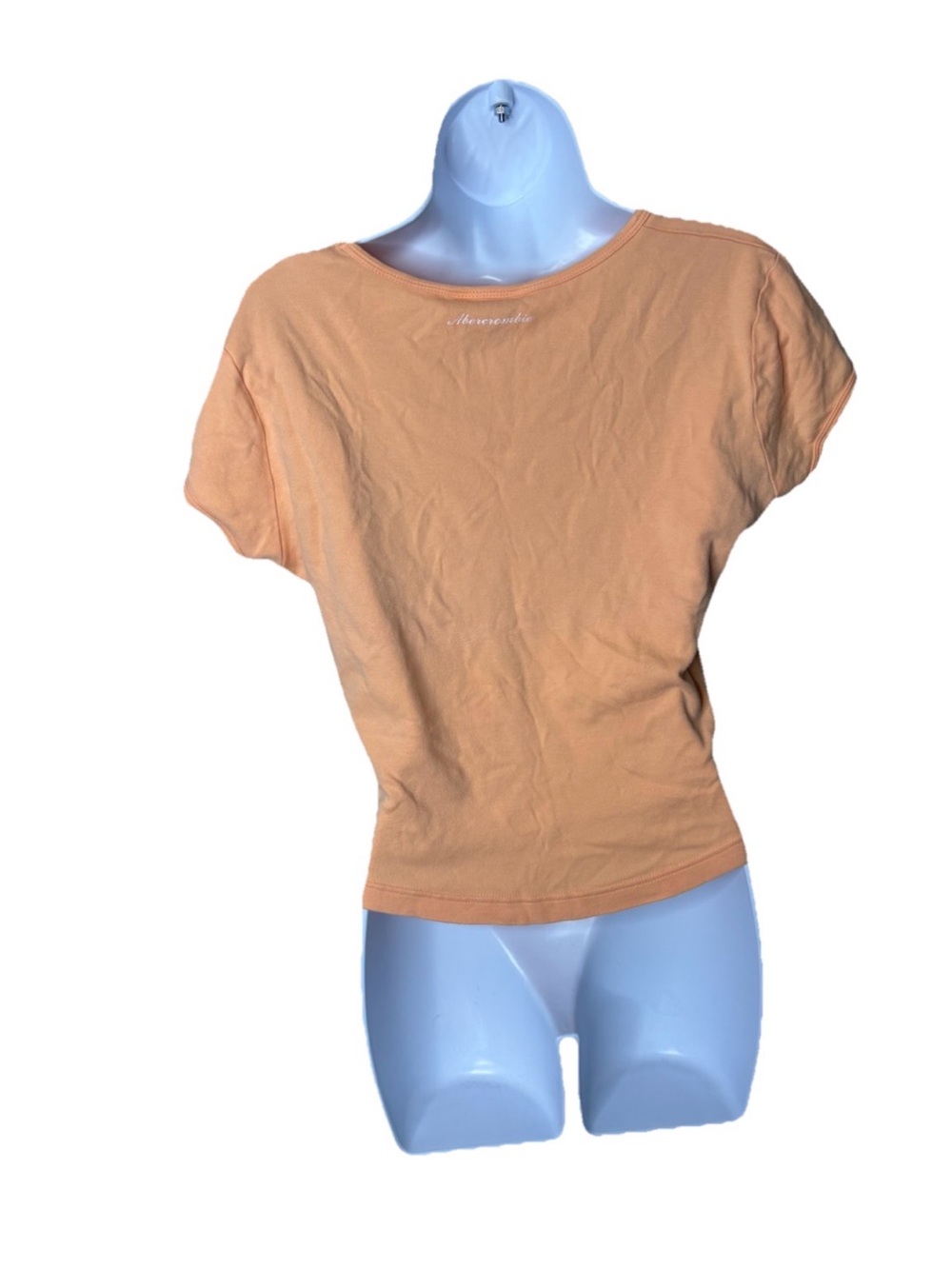 Abercrombie & Fitch Vintage Orange Y2K Palm Tree Baby Tee Scoop Neck Size L - Picture 3 of 4